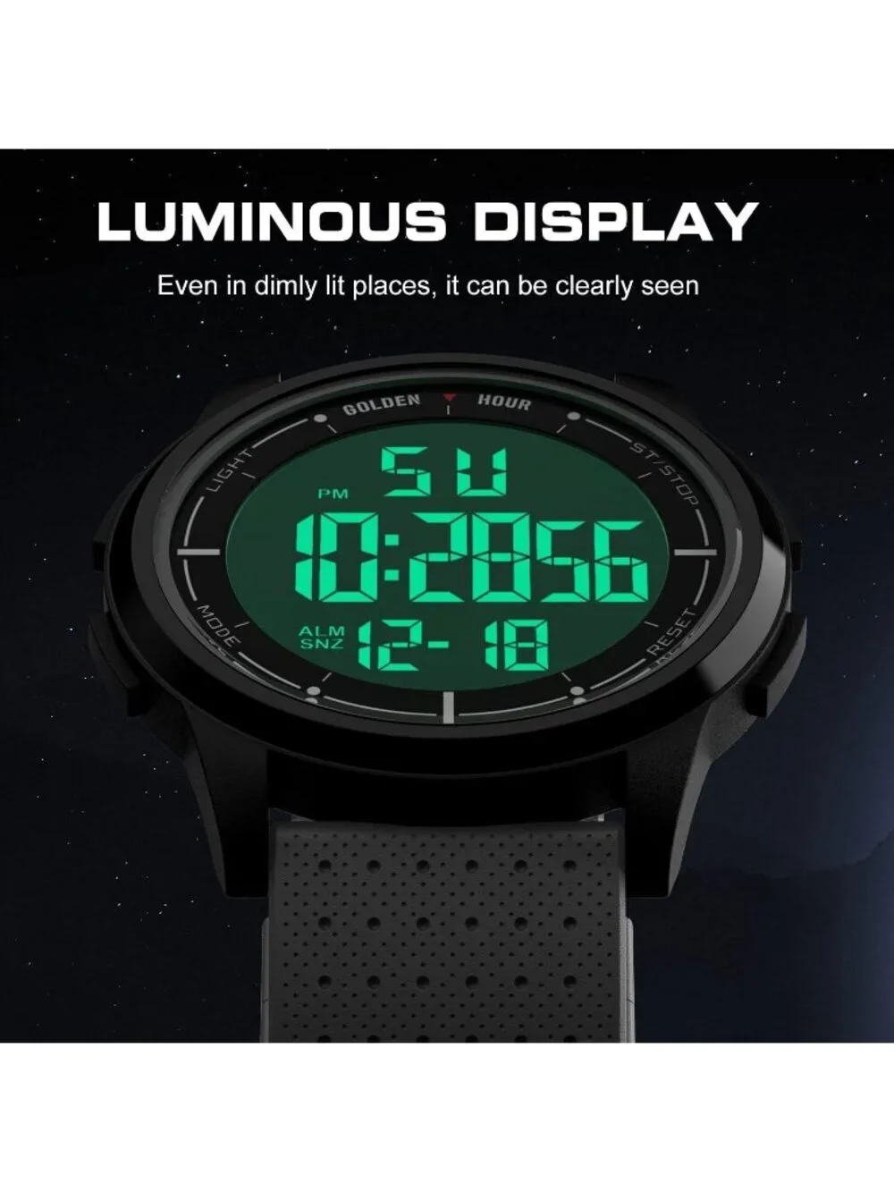 Men's Grey Rubber Strap Ultra-Thin Minimalist Solid Waterproof Digital Watch